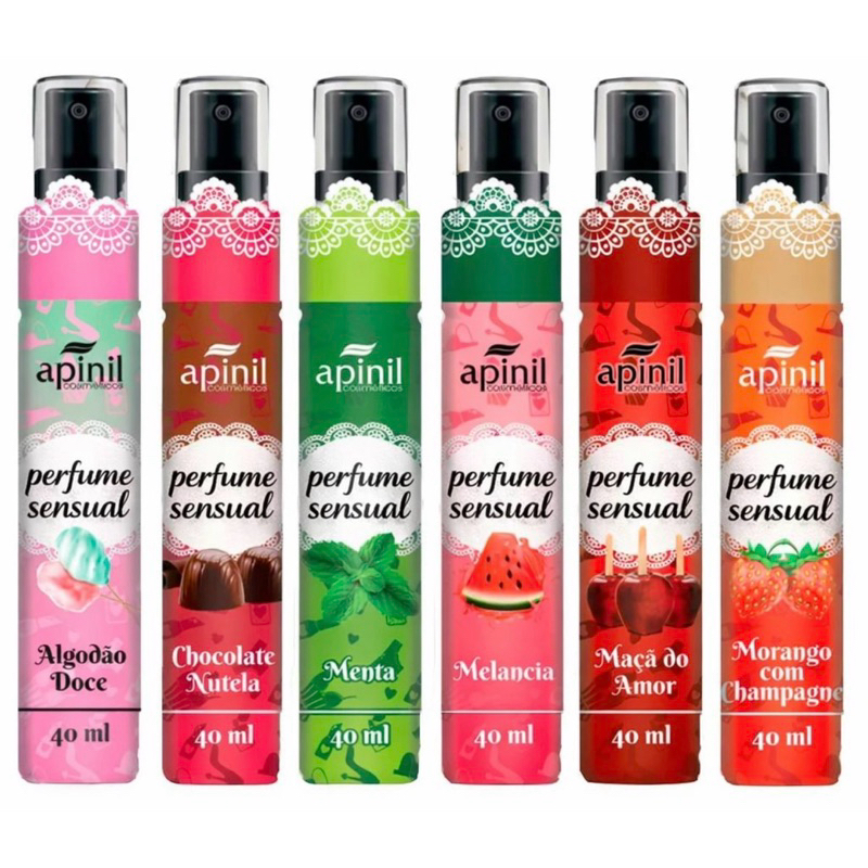 Kit 6 Perfume Sensual Apinil 40ml Fragancias Sortidas Auto cuidado Feminino