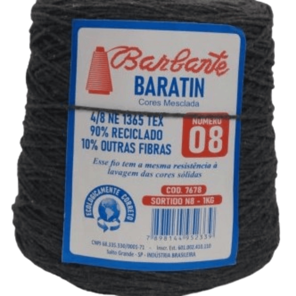 Barbante Baratin nº 08 1kg São Francisco Cor Cinza Escuro Linha de Crochê-TAPETES DE BARBANTE