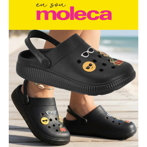 Babuche Feminina  Moleca c/ Enfeite Chinelo Sandália Eva Leve Confortável Original Casual Ortopédico