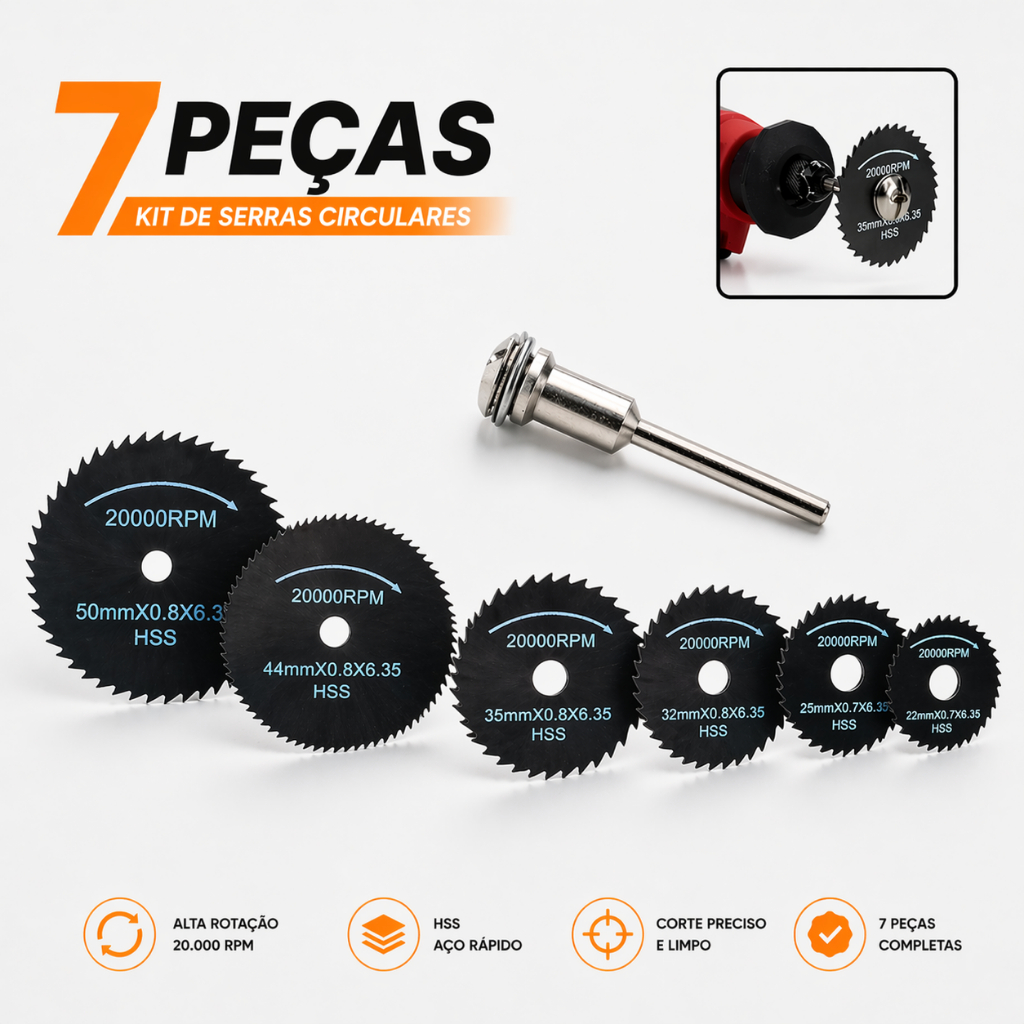 Kit 7 Mini Discos Serra Furadeira e parafusadeira Micro Retifica em Oferta na Shopee
