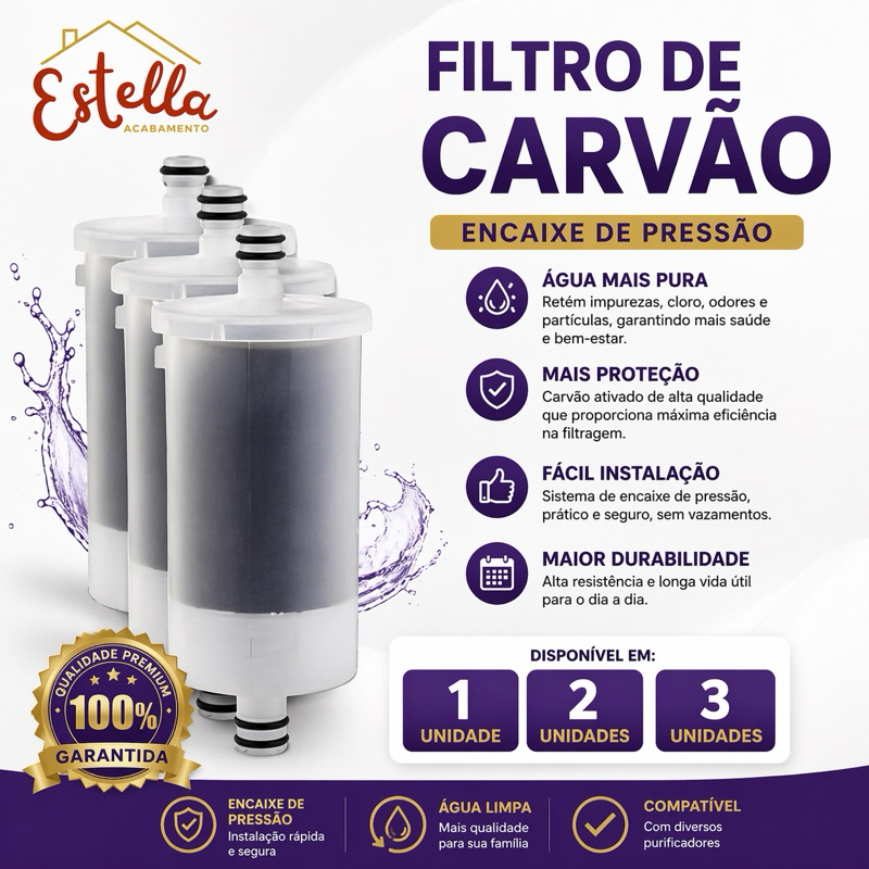 Refil Pressão - Vela de Carvão Ativado / Limpeza e Purificação