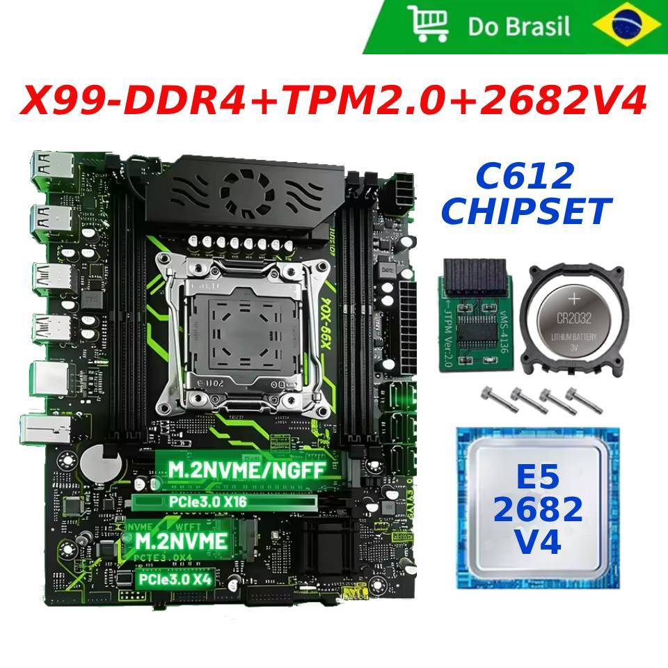 KIT PREMIERE PLACA-MÃE X99 SZSJKJ+ TPM 2.0 + XEON E5 2682-V4 + 16GB RAM DDR4 CHIP C612 Táboa Materna