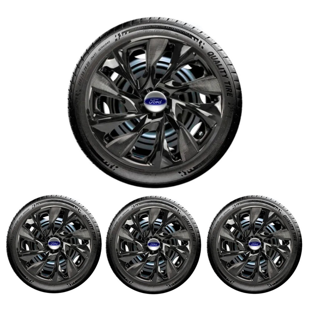 Kit 4 Calota Esportiva Aro 15 DS4 Preto Brilhante Serve em TODOS OS MODELOS DE VEICULO