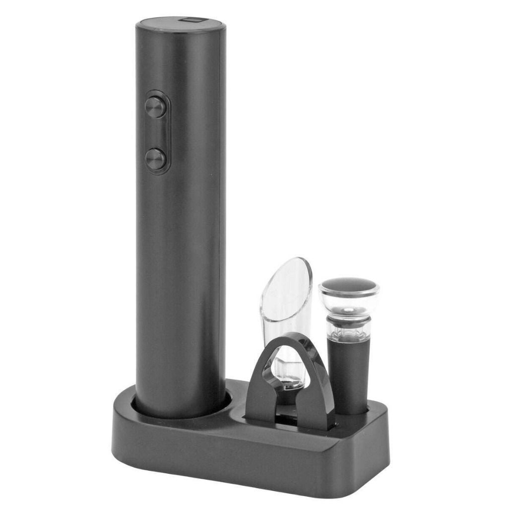 Abridor de Vinho Elétrico com Suporte 5 peças - Automático, Elegante e Prático