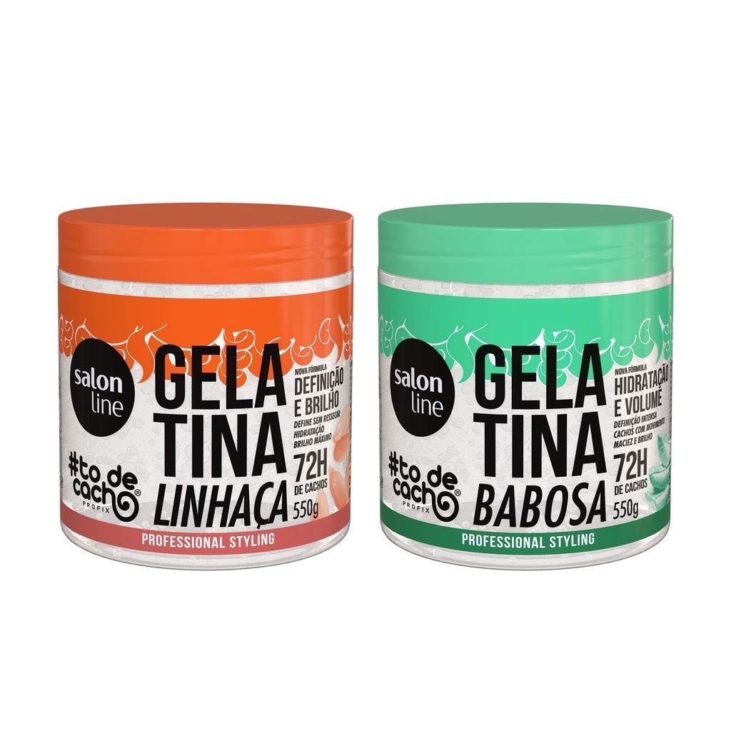 Kit Gelatina Babosa + Gelatina Linhaça #todecacho Salon Line