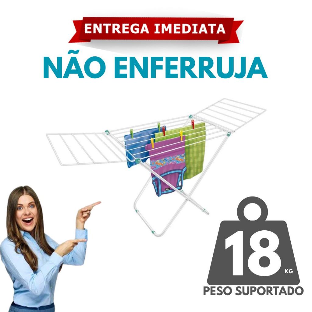 Varal de Chão Inox Com Abas Secalux Reforçado