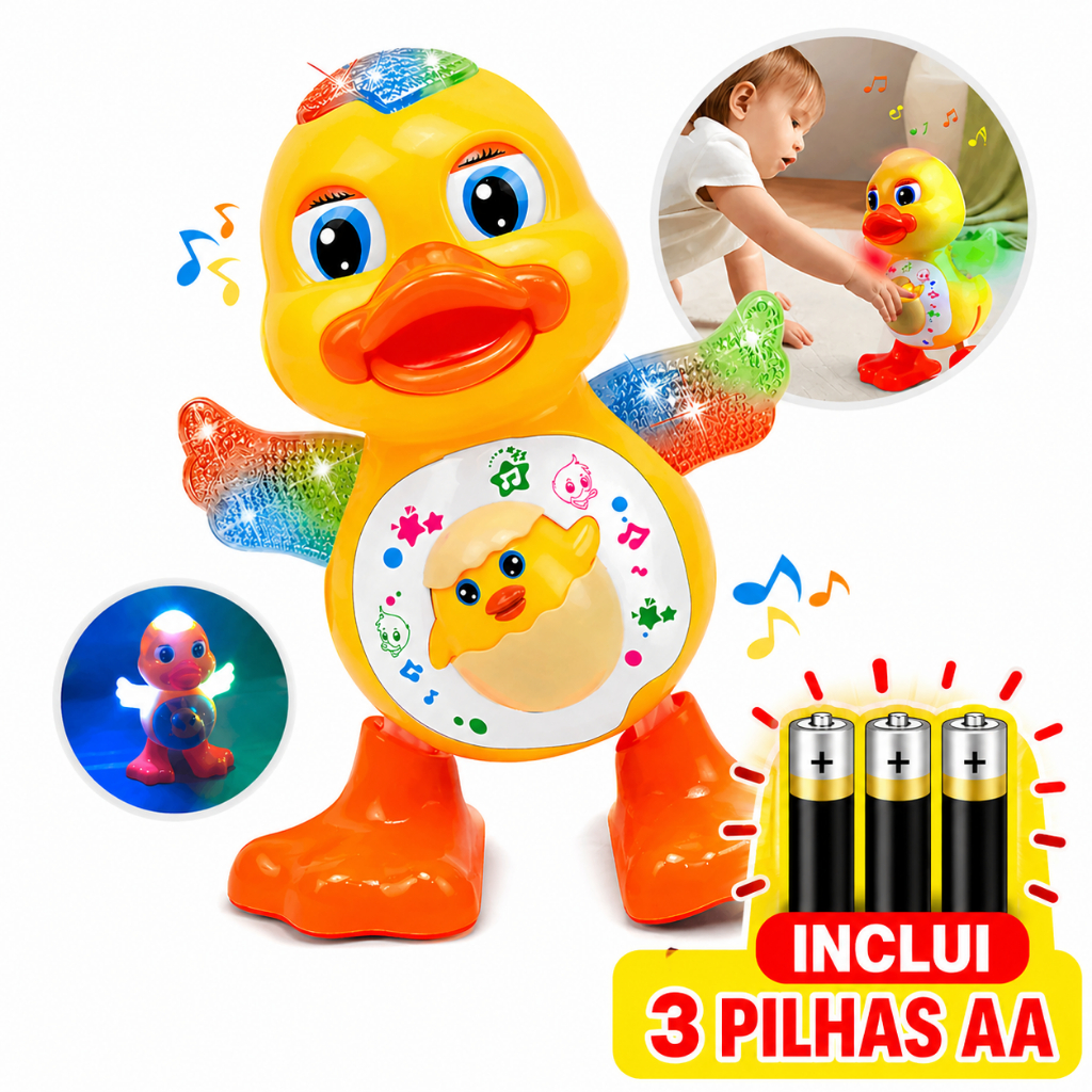 Pato Dançarino Brinquedo Pilhas Patinho Dançante Musical Luz Som Movimento Infantil Criança