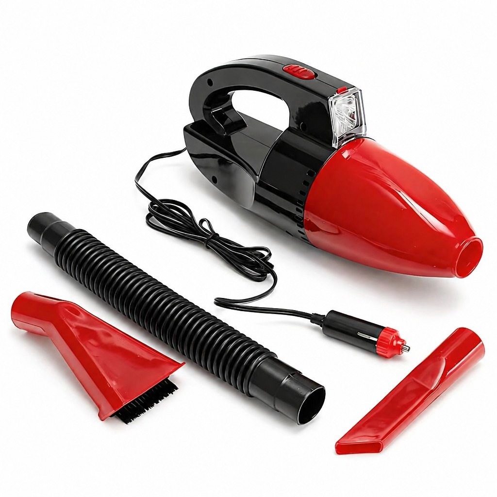 Aspirador de Pó Portátil Para Carro 12V Automotivo Com Cabo e Acessórios Limpeza Interna Veicular