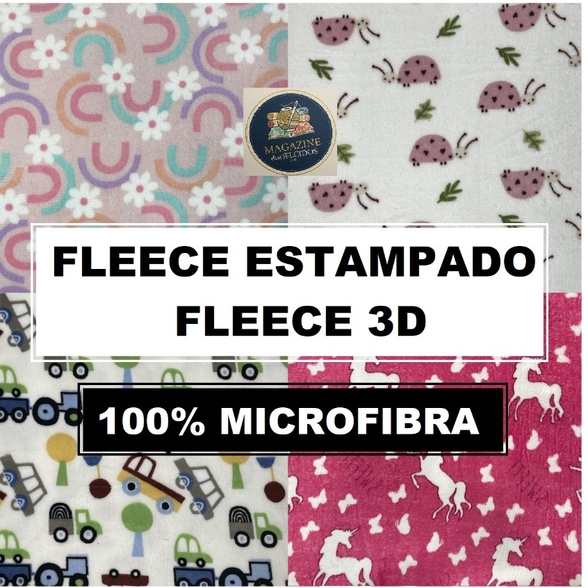 4 METROS TECIDO FLEECE ESTAMPADO, FLECE 3D OU MICROSOFT ESTAMPADO x 1,60M LARGURA