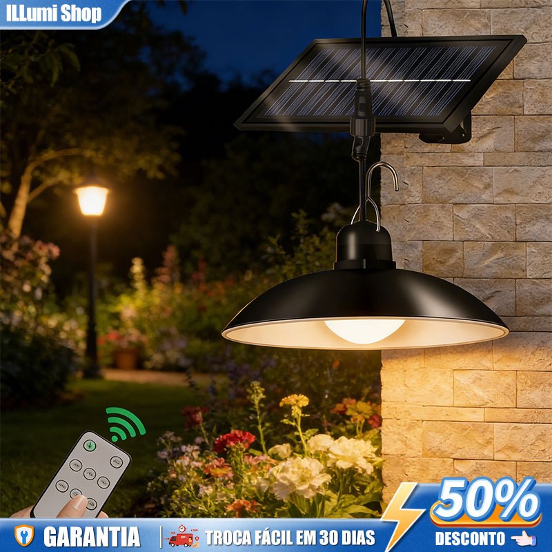 Luminária Pendente Solar 2LED Com Controle - IP65 À Prova D'água Lustre Para Decoração