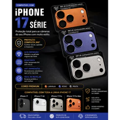 Película de Câmera Metalizada para iPhone 17 / 17 Plus / 17 Pro / 17 Pro Max​