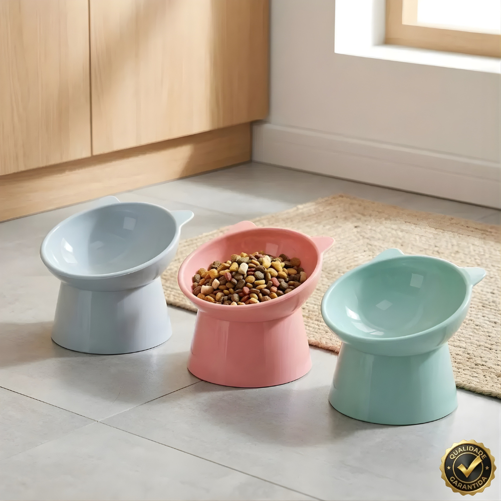 Comedouro Bebedouro Elevado Anti Engasgo Pet Gato Cachorro Porta Ração Tigela Pote