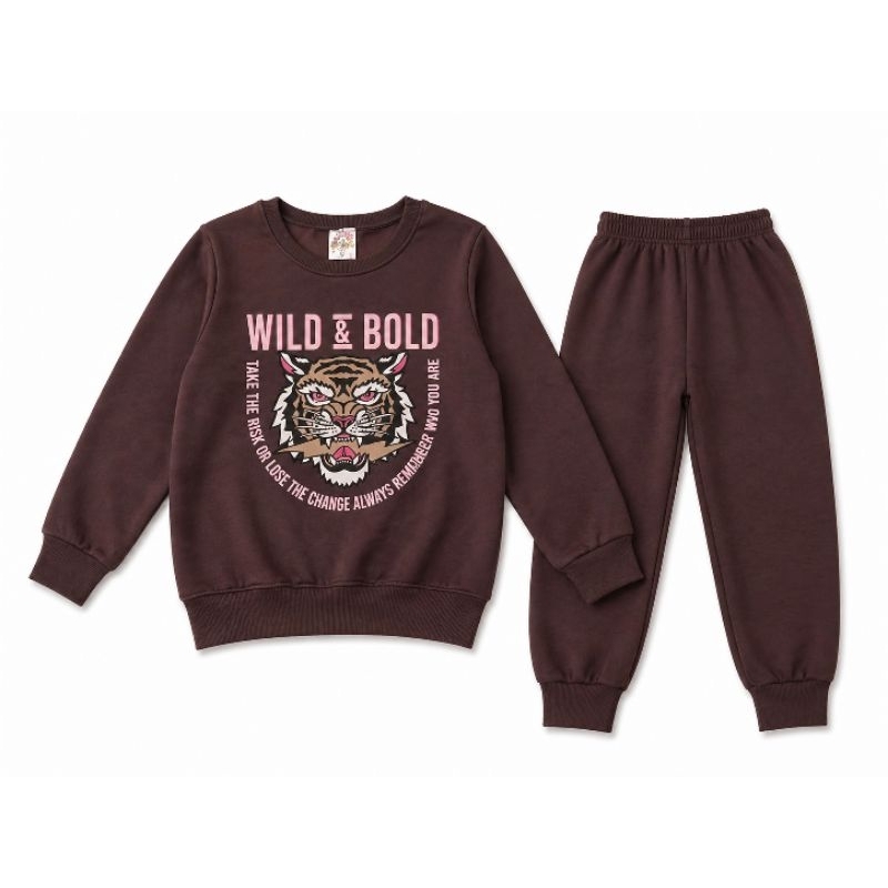 Conjunto Infantil Masculino Moletom + Calça Estampa Tigre Wild & Bold | Roupa Confortável Menino Inverno