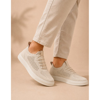 Tênis knit Casual Sport Tênis Meia Confortável E Moderno Sapatênis Masculino Social Cor Bege Claro