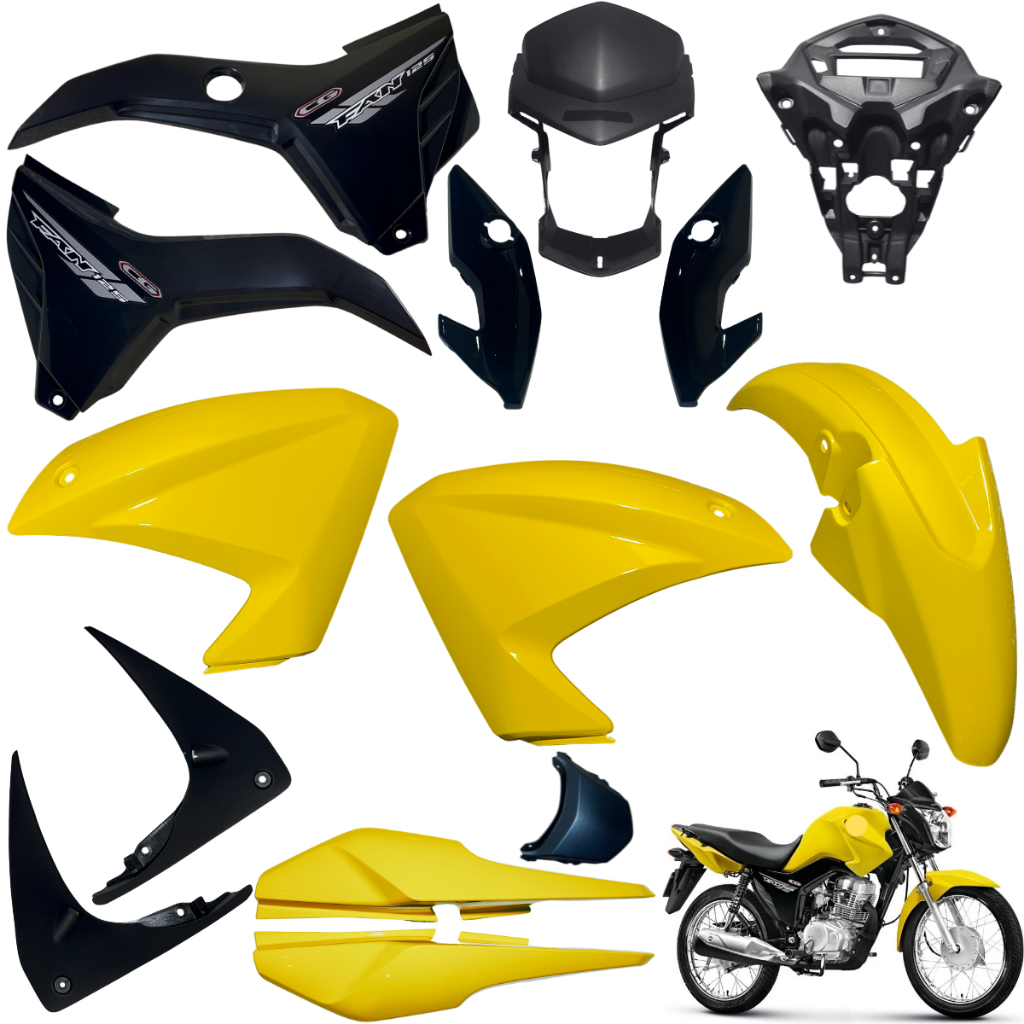 Kit Carenagem Cg Fan 125 150 2014 2015 Par Asa Tanque Tampa Lateral Frontal Aranha  Paralama Rabeta