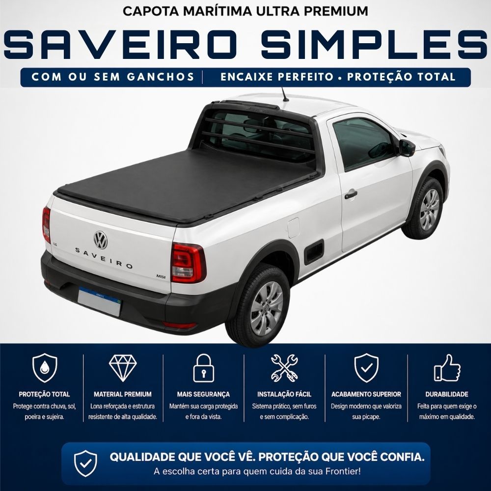 Capota Premium Saveiro 2015 Cabine Simples Todas as Versões - Reforçado, Impermeável e Instala Fácil