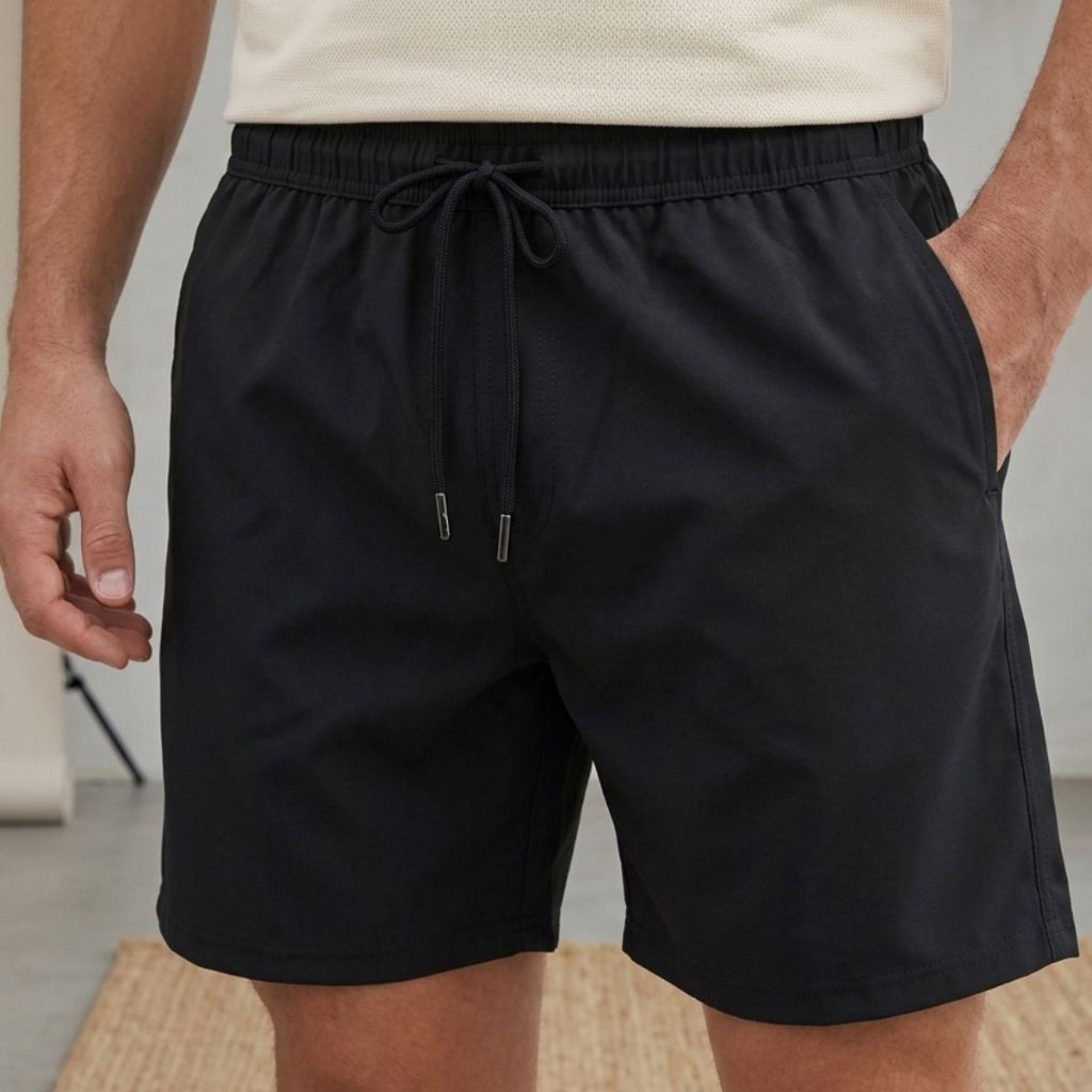 Bermuda Masculina Preta Tactel Elastano Esportiva Academia Fitness Casual Qualidade Envio Imediato