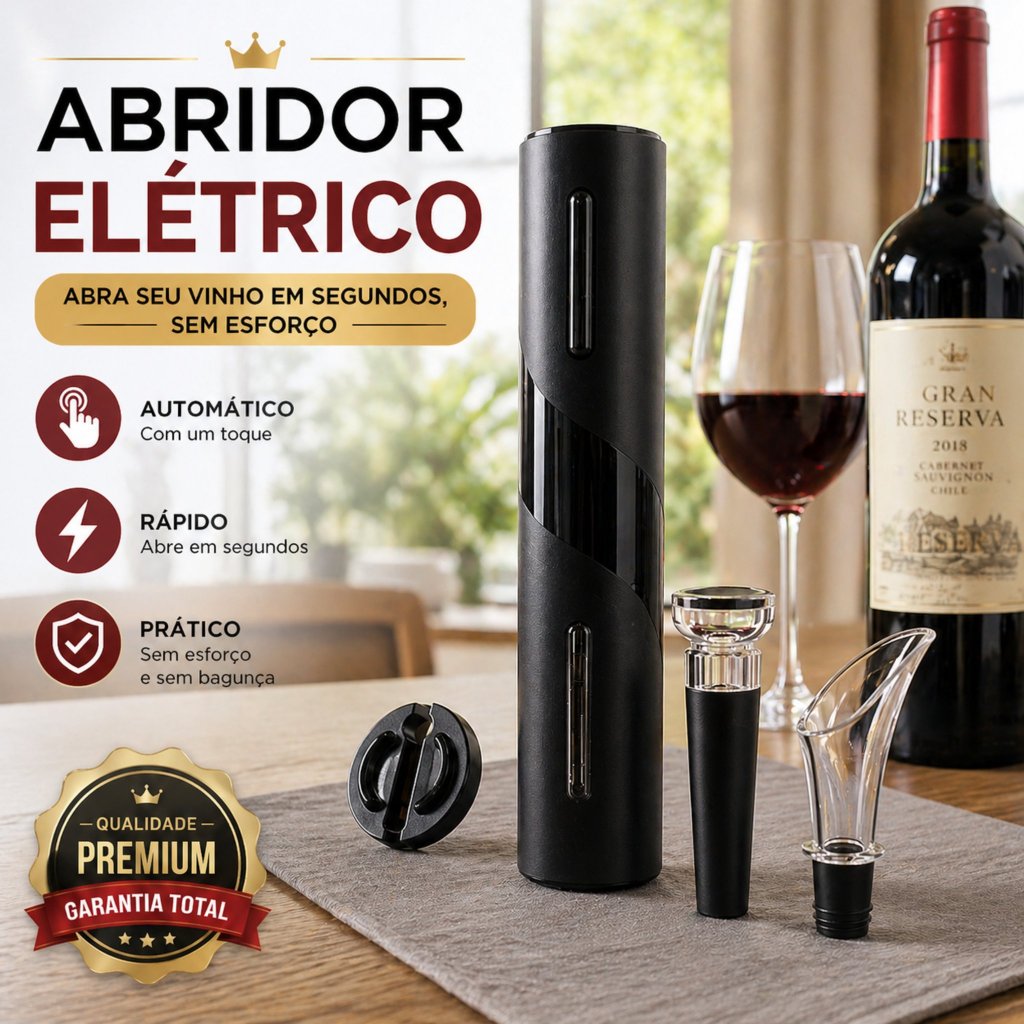 Abridor de Vinho Elétrico Saca Rolhas Automático-A Pilha-Excelente Presente para todas as ocasiões