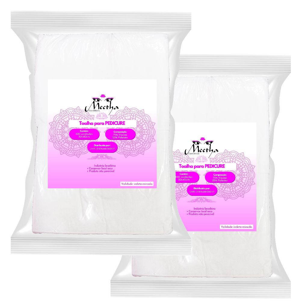 Toalha Descartável Pedicure 100 Unidades Viscose 30x45 50 Gr