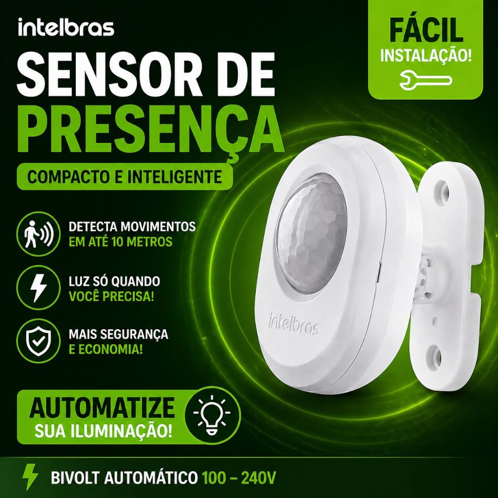Sensor de Presença 360° Intelbras ESPi 360A Bivolt Luz Automática Econômica