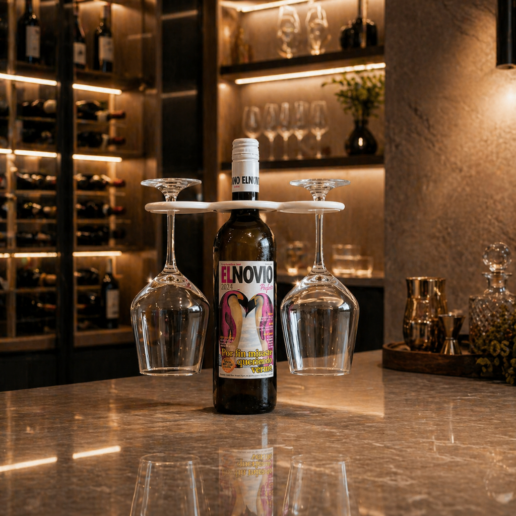 Suporte adega Porta Vinho e Taças Preto Display Garrafa Organizador Taças Decoração Bar Luxo