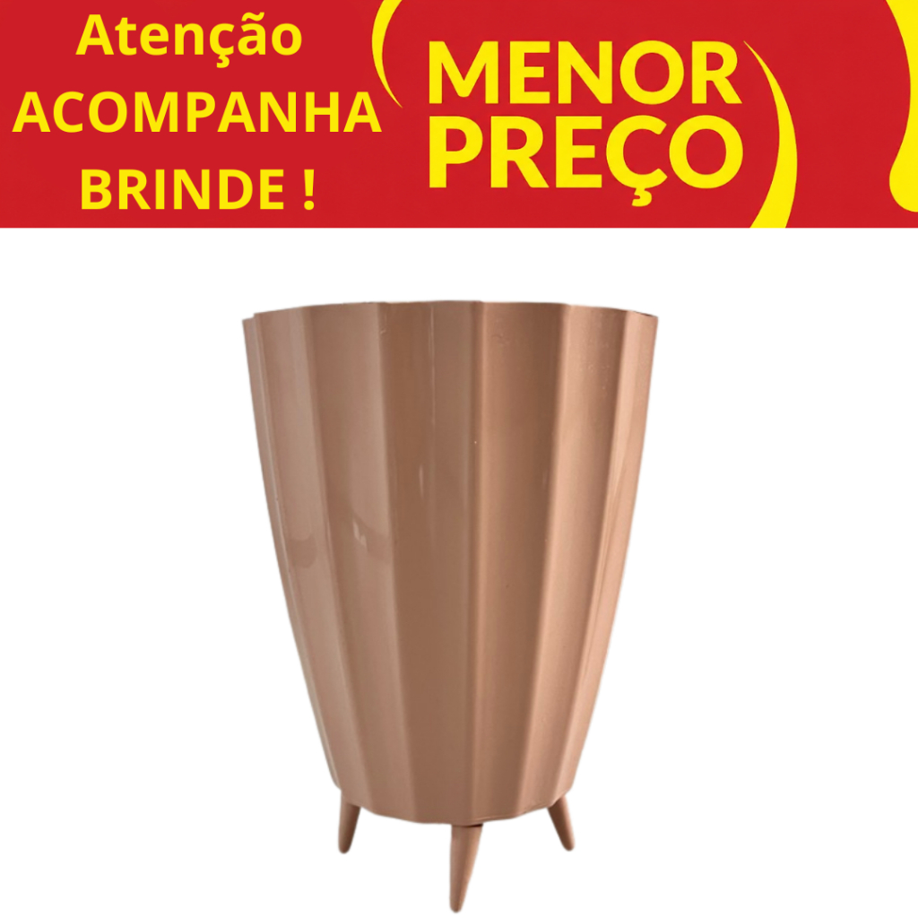 Vaso para Planta com Pé Coluna Cacau Alto Brilho Luxo 34x23