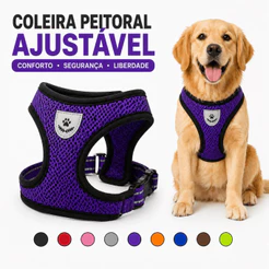 Guia Peitoral Malha de Náilon Flexível Reflexiva Respirável Fivela de Metal Ajustável para Cachorro Gato