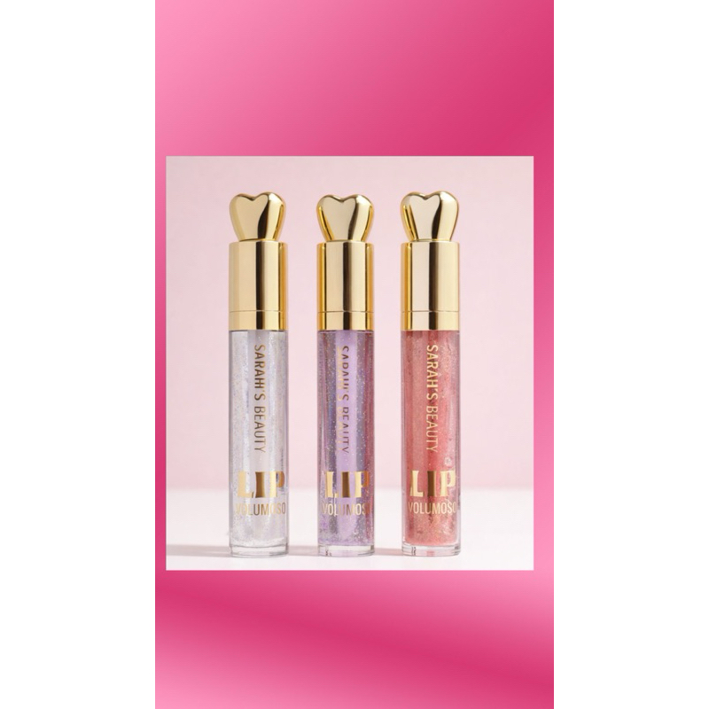 Gloss Labial Lip Volumoso Sarah's Beauty com Glitter Efeito Plump Brilho Intenso Cristal Lilás Rosa