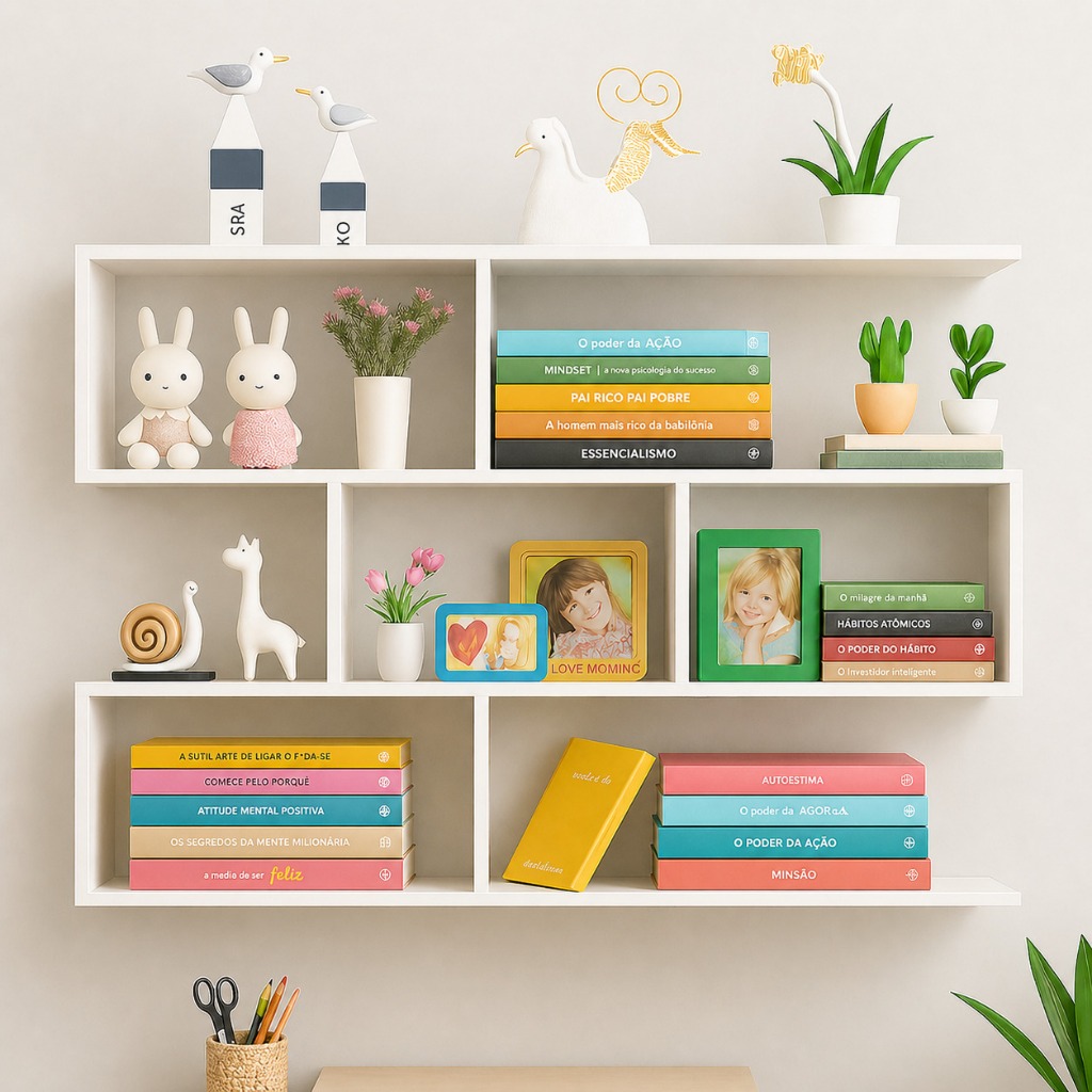 PRATELEIRA NICHO 70X67CM BRANCO ESTANTE MODERNA MULTIFUNCIONAL SALA QUARTO INFANTIL ESCRITORIO DECORACAO