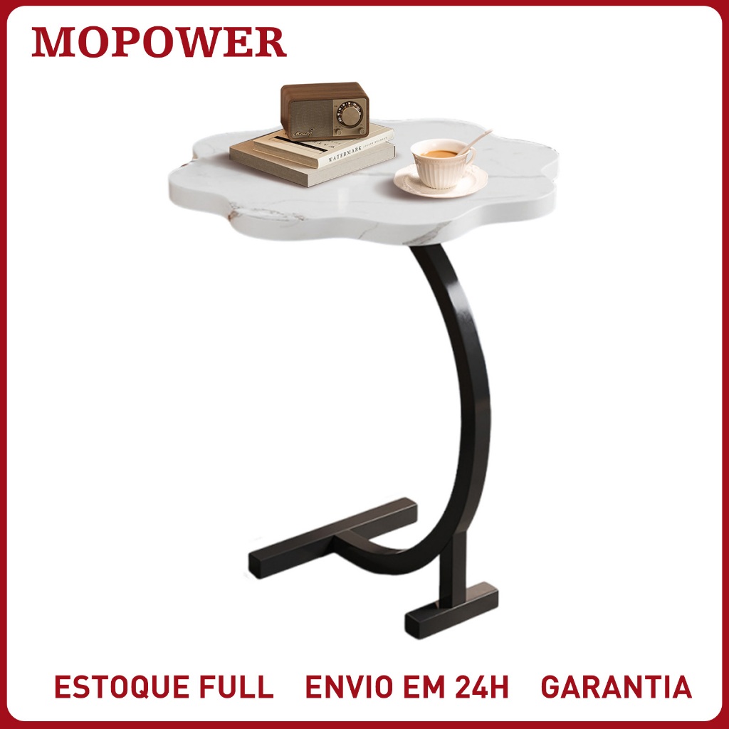 Mesa de Centro Flor Único Nível Marmore Moderna para Sala Quarto Escritório