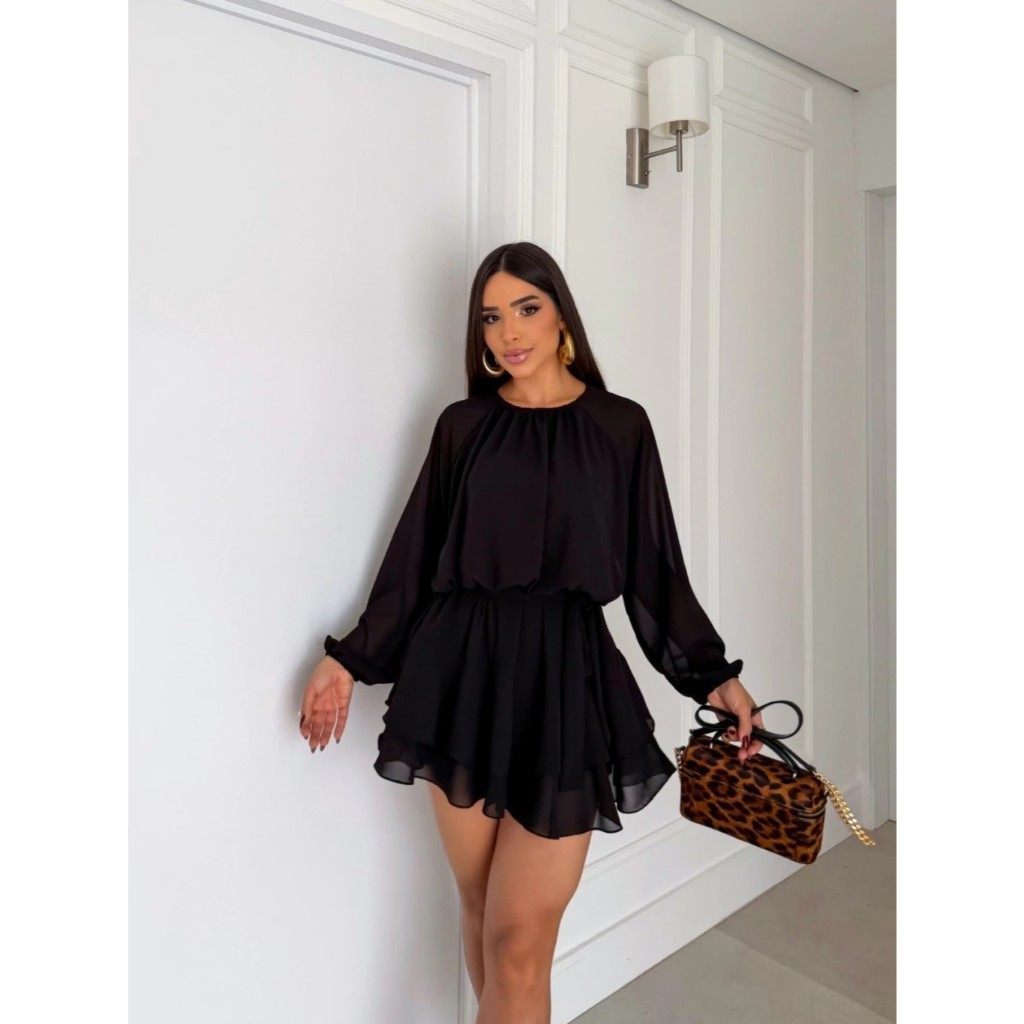 macaquinho Feminino Chiffon com Cinto – Elegância, Conforto e Caimento Perfeito