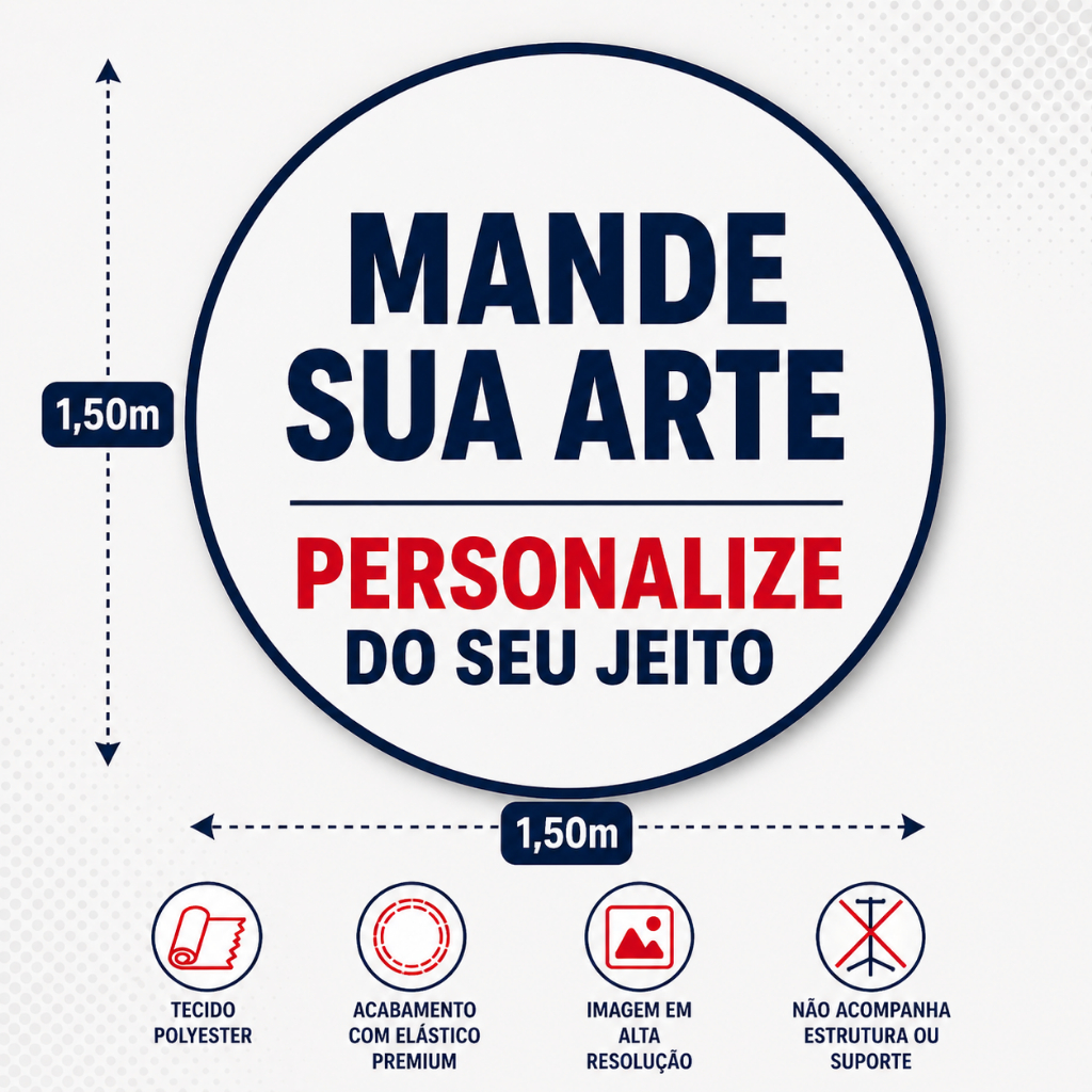 Painel Redondo Personalizado 1,50x1,50m Festa Aniversário Tecido Premium C/ Elástico