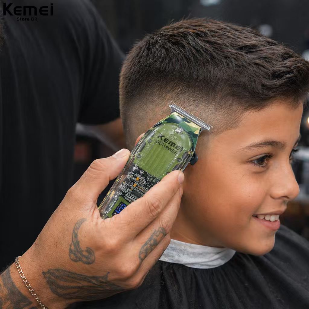 Máquina de Cabelo Km 1928 Transparente Bivolt Máquina de corte Aparador de pelos