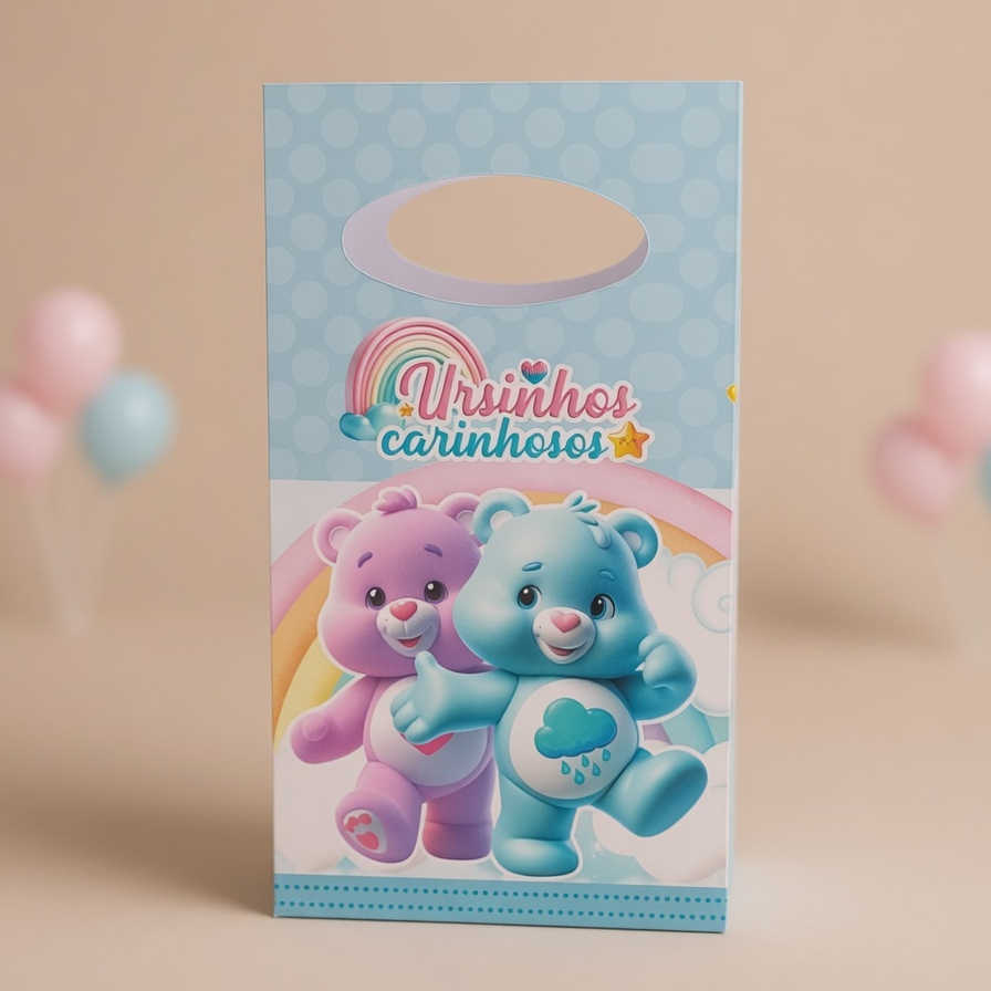Sacolinha P Ursinhos Carinhosos Azul/Para Festa Infantil/Lembrancinha para Aniversário/Decoração