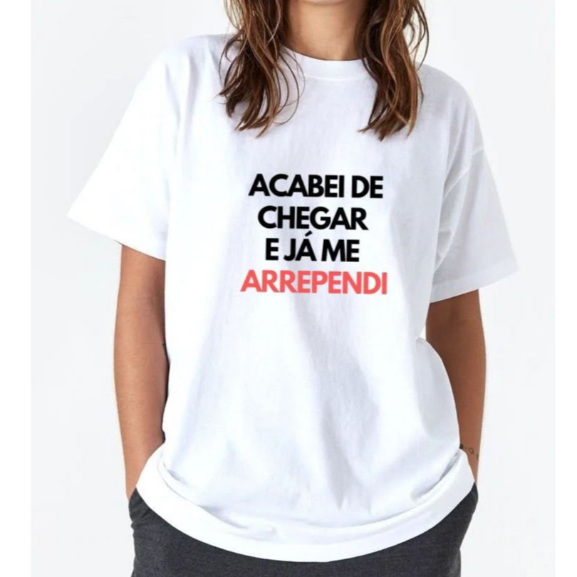 Camiseta Feminina Frase Divertida Algodão Confortável Casual Oversized Moda Streetwear
