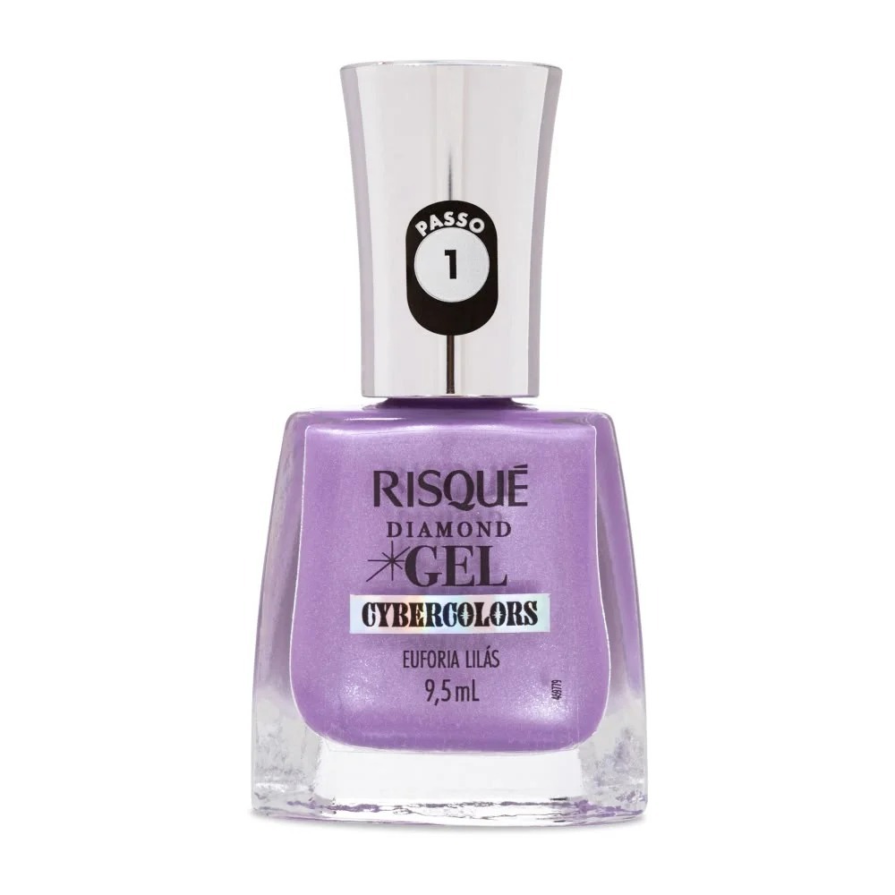 Esmalte Risqué Diamond Gel Cybercolors Euforia Lilás 9,5ml