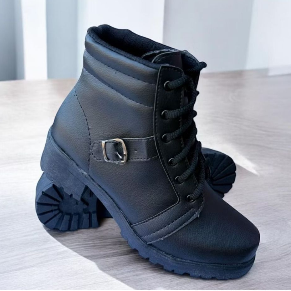 Coturno Feminino Bota Cano Medio Tratorado Fivela Diversas Cores Moderno e Casual