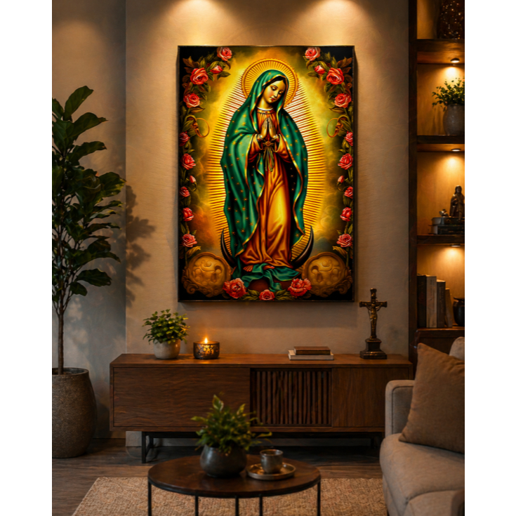 Quadro Religioso Nossa Senhora de Guadalupe Proteção e Fé Decor