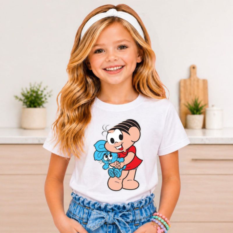 Camiseta infantil  Mônica Disney  crianças  menina algodão tamanho 2 ao 14 modernas