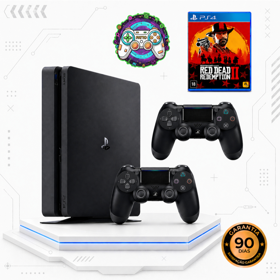 Ps 4 - Slim Original - Vídeo Game Completo c/ 500GB ou 1TB + 1 Jogo Surpresa + 90 dias de garantia