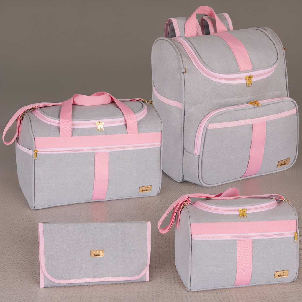 Bolsa Maternidade Kit 04 peças Bolsa G, Bolsa P, Mochila e Trocador Harmonia