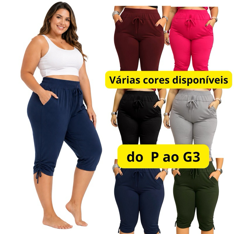 Capri Feminina Confortável Básica Bermuda Skinny