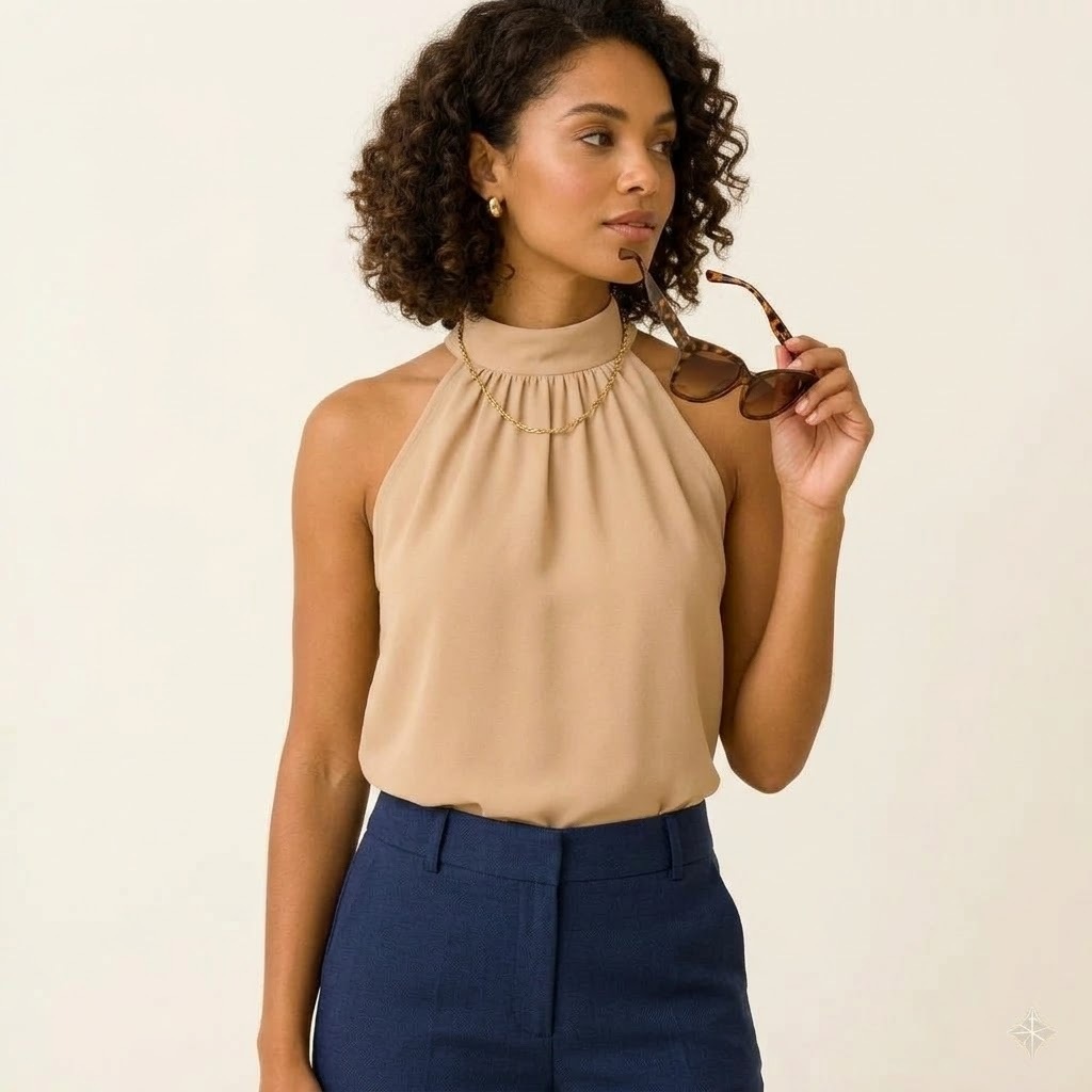 Blusa Feminina Gola Alta Oferta Imperdível Moda Evangélica Social Tamanho Único Verão Tecido Premium