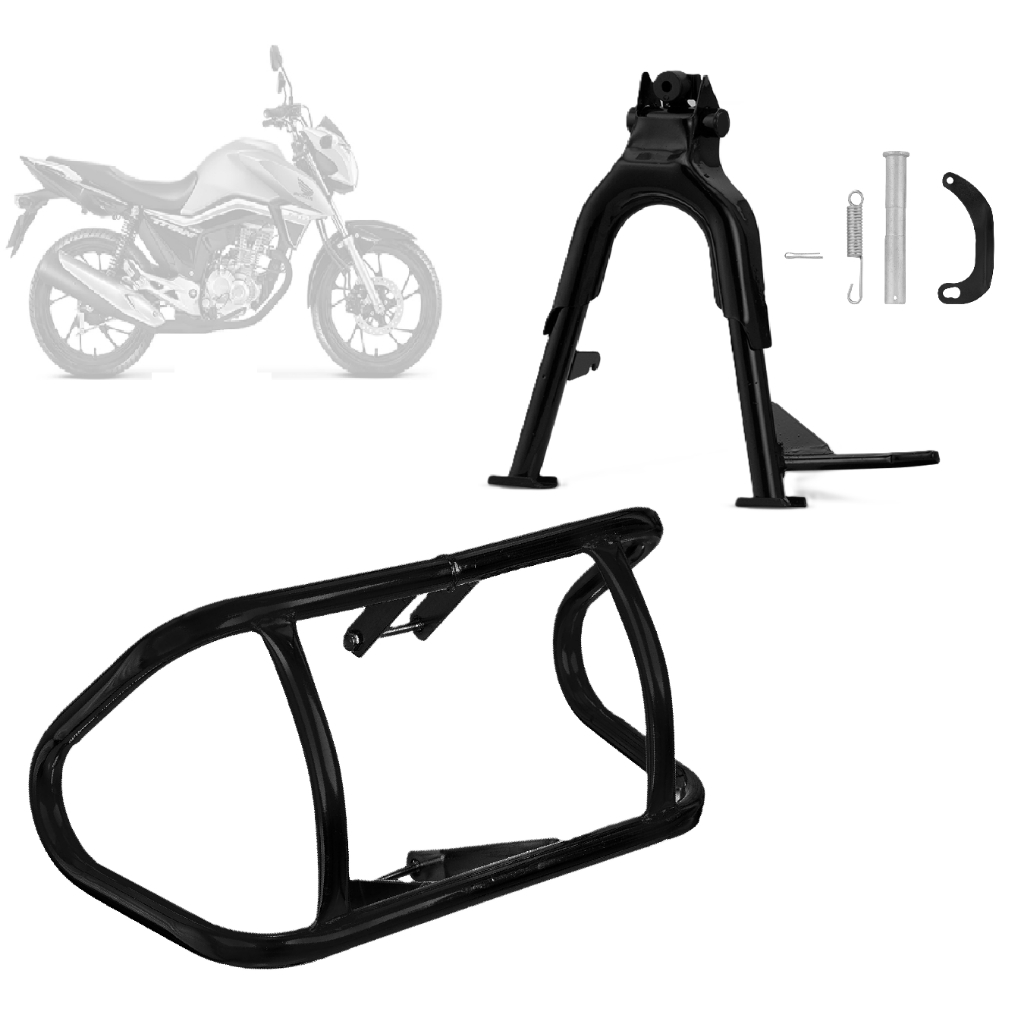 Protetor de Motor Mata Cachorro e Cavalete Central Suporte Moto Cg Titan 160 2019