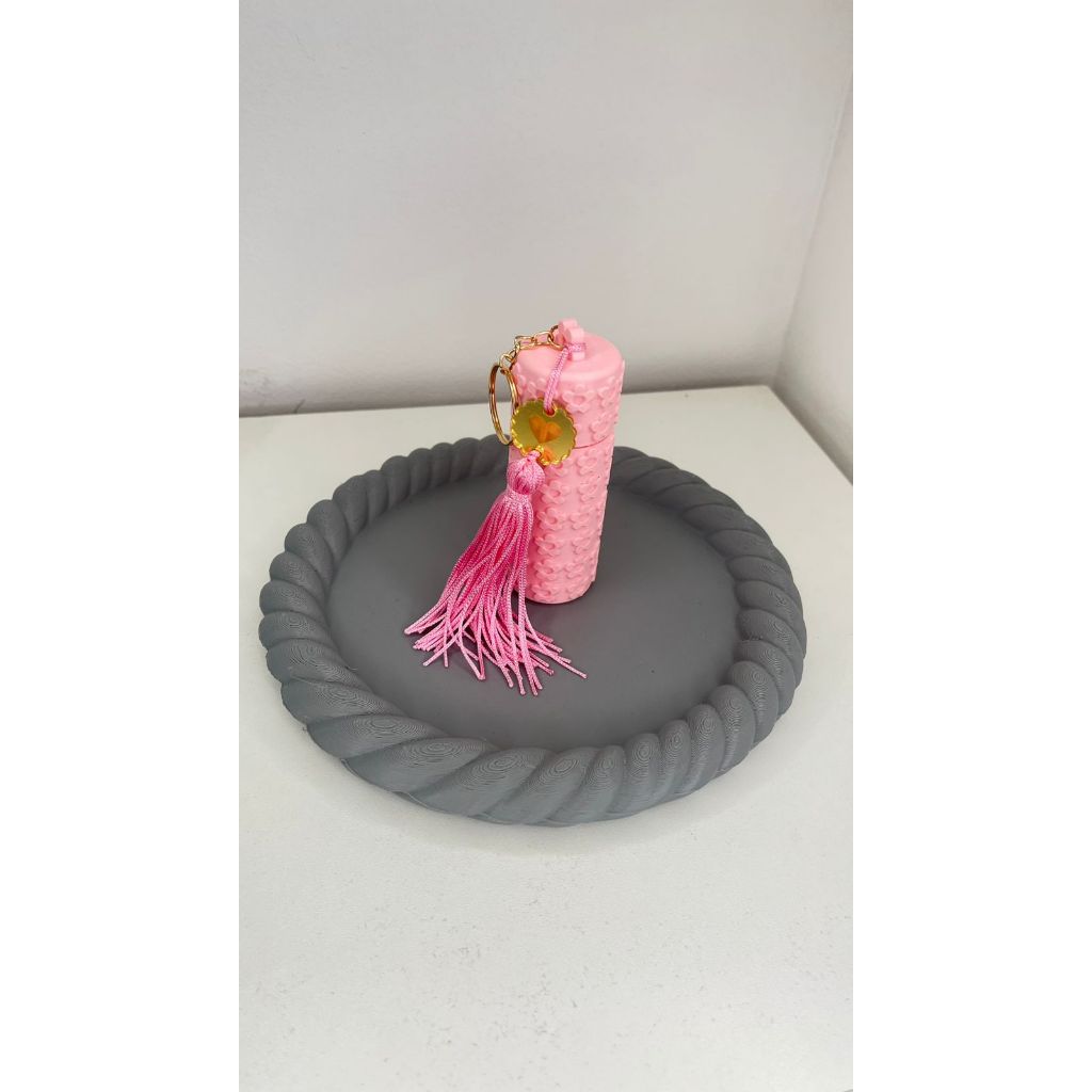 Chaveiro Porta Batom Flor com Pingente | Porta Lip Balm Portátil | Chaveiro Feminino Fofo em 3D