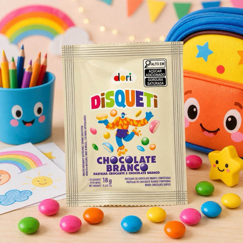 Chocolate Branco Disqueti Display com 24 Unidades de 18g!