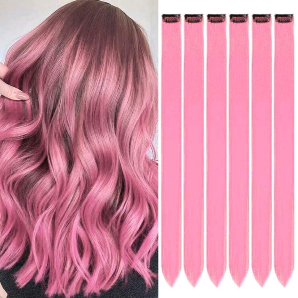 Mechas Rosa Claro tic tac de fibra orgânica possui 70 cm de comprimento suporta chapinha e babyliss