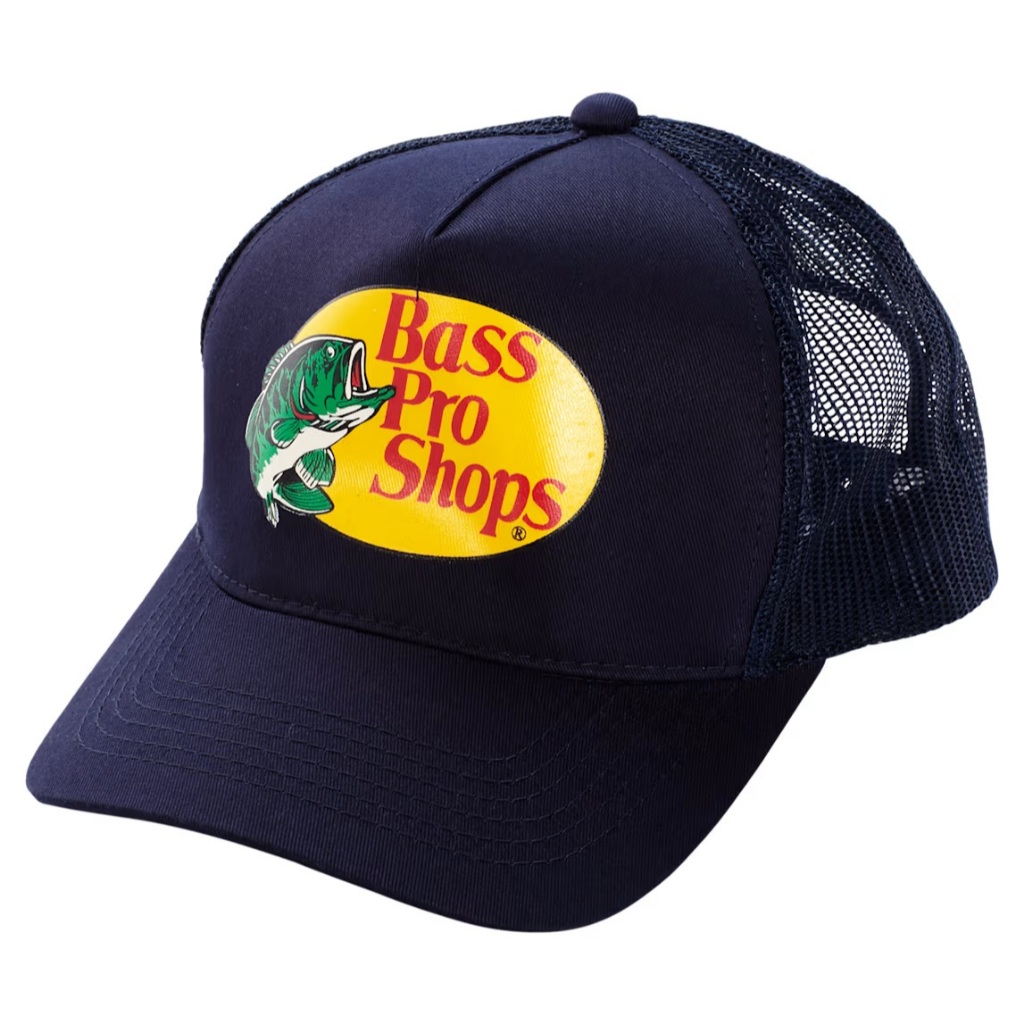 Boné Preto Bass Pro Shop Trucker Mesh Importado Eua