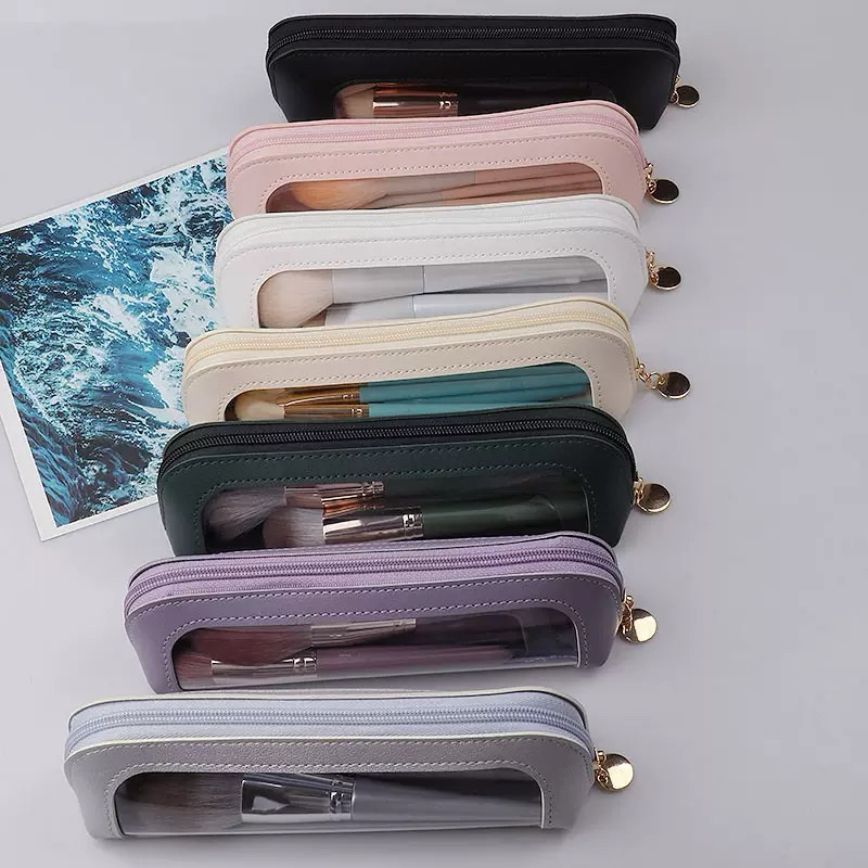 Estojo Transparente Com Zíper , Caneta De Armazenamento Em PVC À Prova D'água Cosméticos , Maquiagem