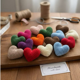 kit 5 Corações de crochê amigurumi | lembrancinha | gato| aniversario, casamento,, chá de bebê